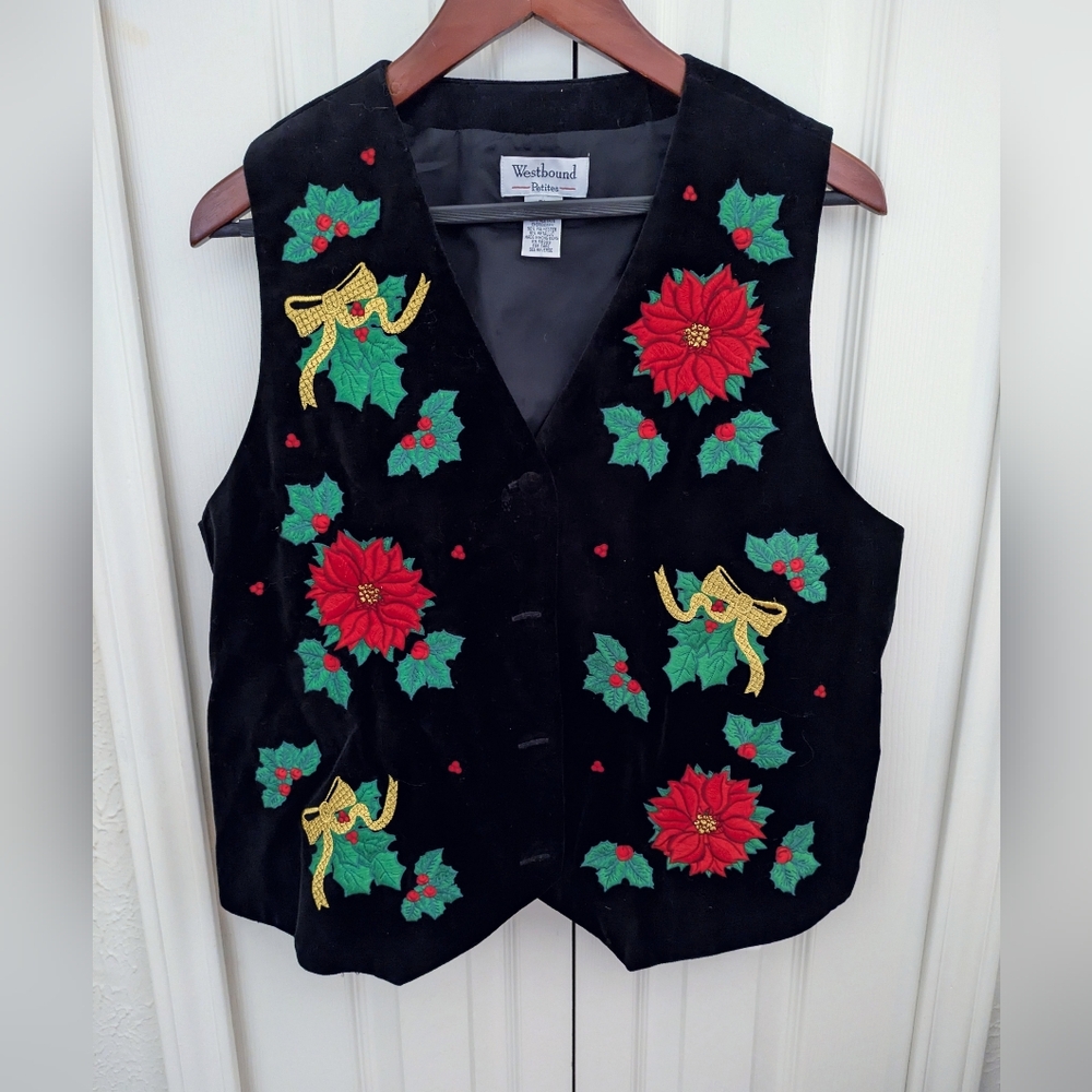 Vintage Velvet Embroideed Christmas Vest
